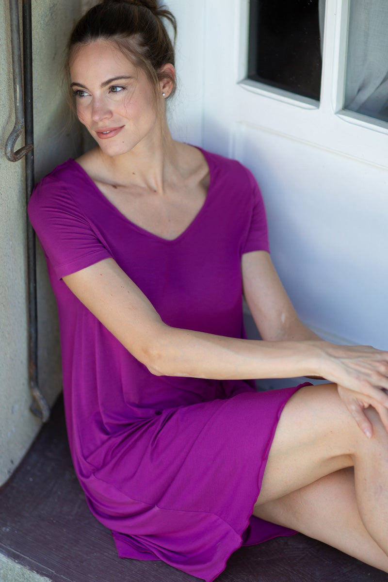 Minidress donna CALLA in Micromodal -mezza manica con macramè effetto crochet