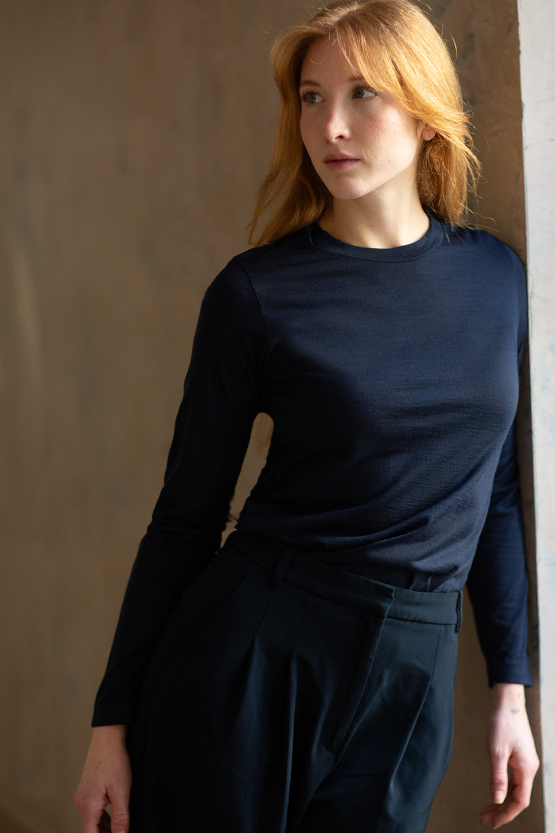 Women's Cami Top in Microfiber and Wool - Long Sleeve and Ideal for Mid Seasons