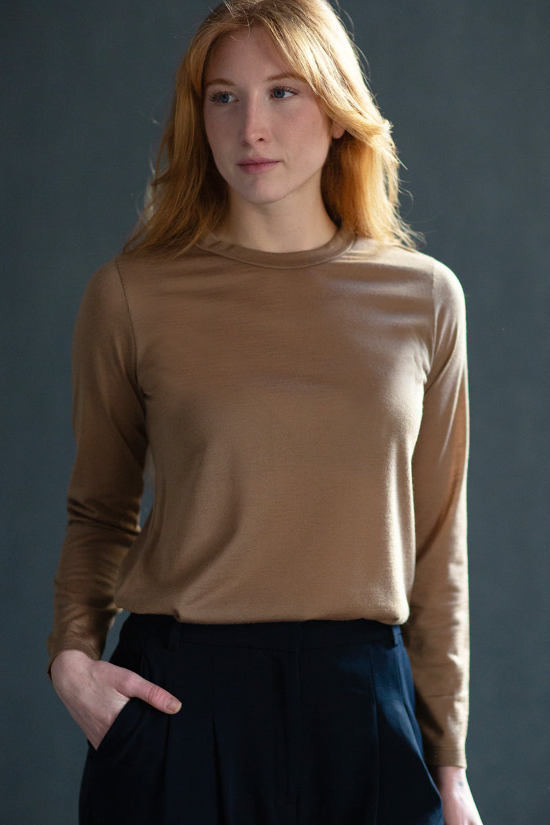 Women's Cami Top in Microfiber and Wool - Long Sleeve and Ideal for Mid Seasons