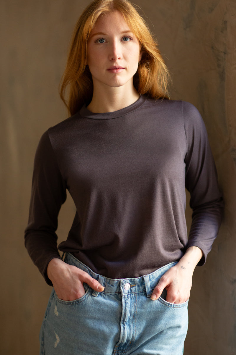 Women's Cami Top in Microfiber and Wool - Long Sleeve and Ideal for Mid Seasons