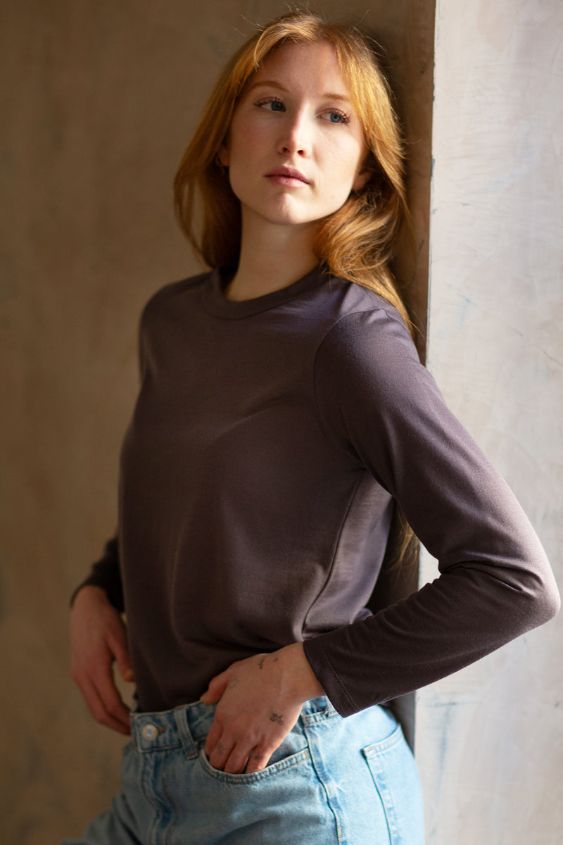 Women's Cami Top in Microfiber and Wool - Long Sleeve and Ideal for Mid Seasons