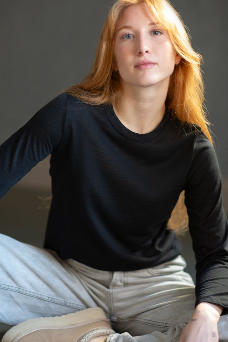 Women's Cami Top in Microfiber and Wool - Long Sleeve and Ideal for Mid Seasons