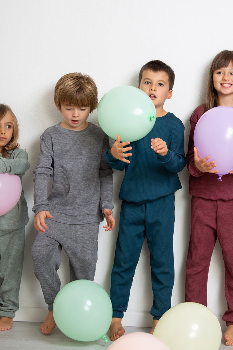 Pigiama bambini due pezzi Coccola in lana merino e seta - Caldo e confortevole