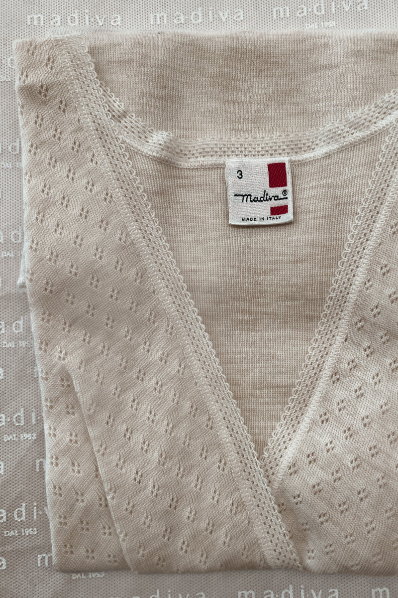 Maglia manica lunga intima da donna Cortina in lana vergine e polipropilenico con reggiseno operato - Molto caldo e mantiene il calore corporeo