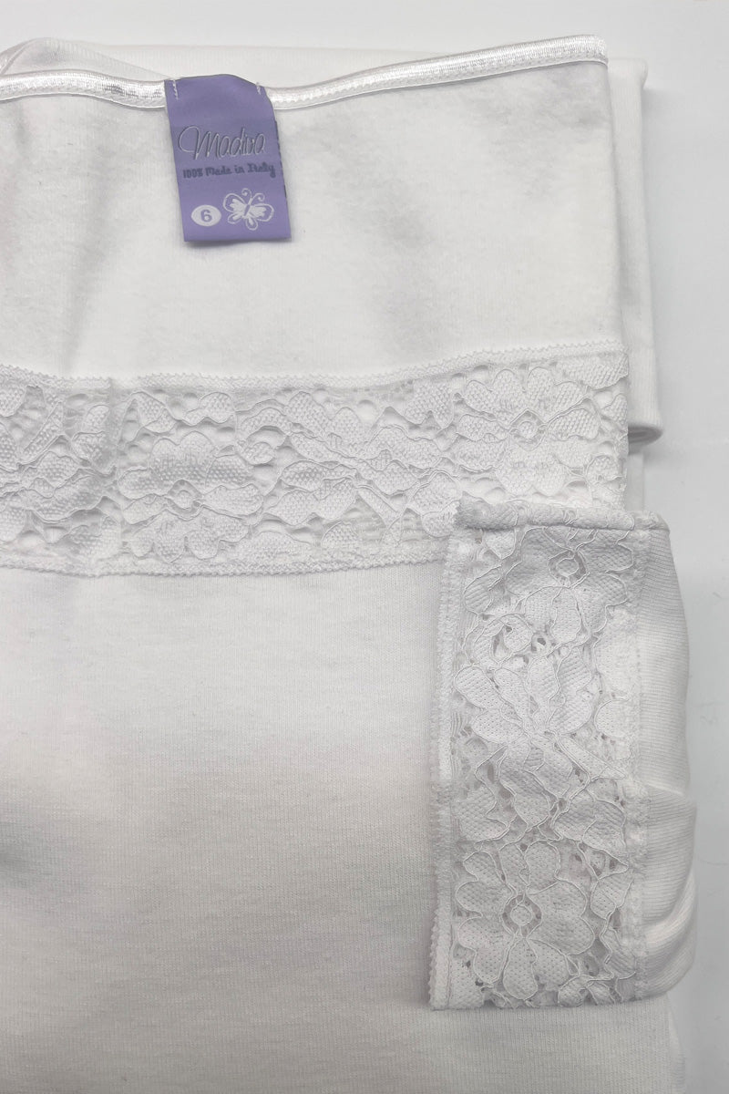 Demetra - Nightgown in warm cotton with elastic flounce