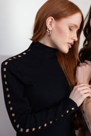 Maglia lupetto da donna Fosca- in lana seta - Morbido e caldo con fettuccia macramè