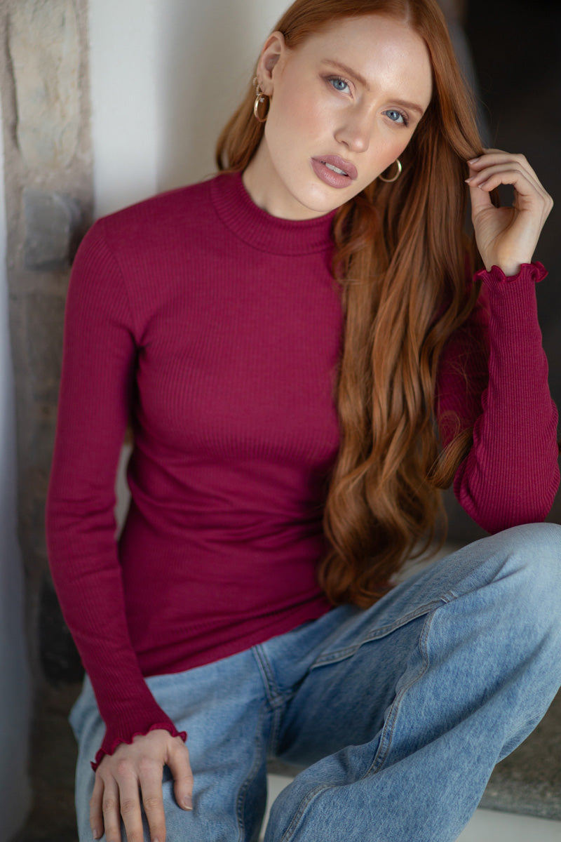 Maglia lupetto da donna Gisella in modal lana -costina