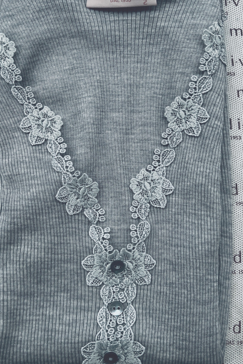 Women's tank top Giuli in silk wool - Wide shoulder and serafino effect