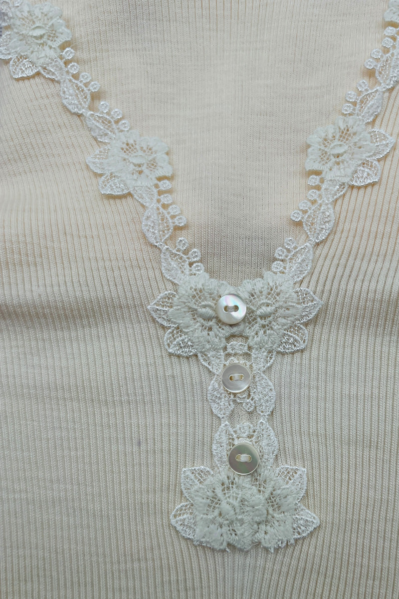 Maglia da donna Giuli・ in lana seta - Manica lunga e listina macramé