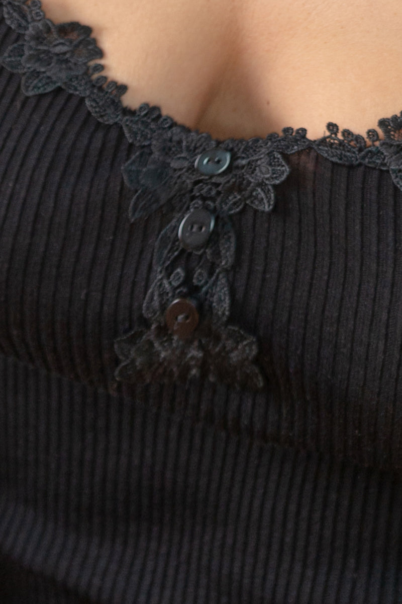 Women's tank top Giuli in silk wool - Wide shoulder and serafino effect