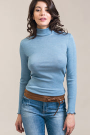 Ilary Lupetto Long Sleeves - Plissé Tubolar Wool Silk 