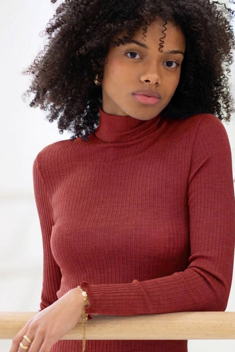 Ilary Lupetto Long Sleeves - Plissé Tubolar Wool Silk 