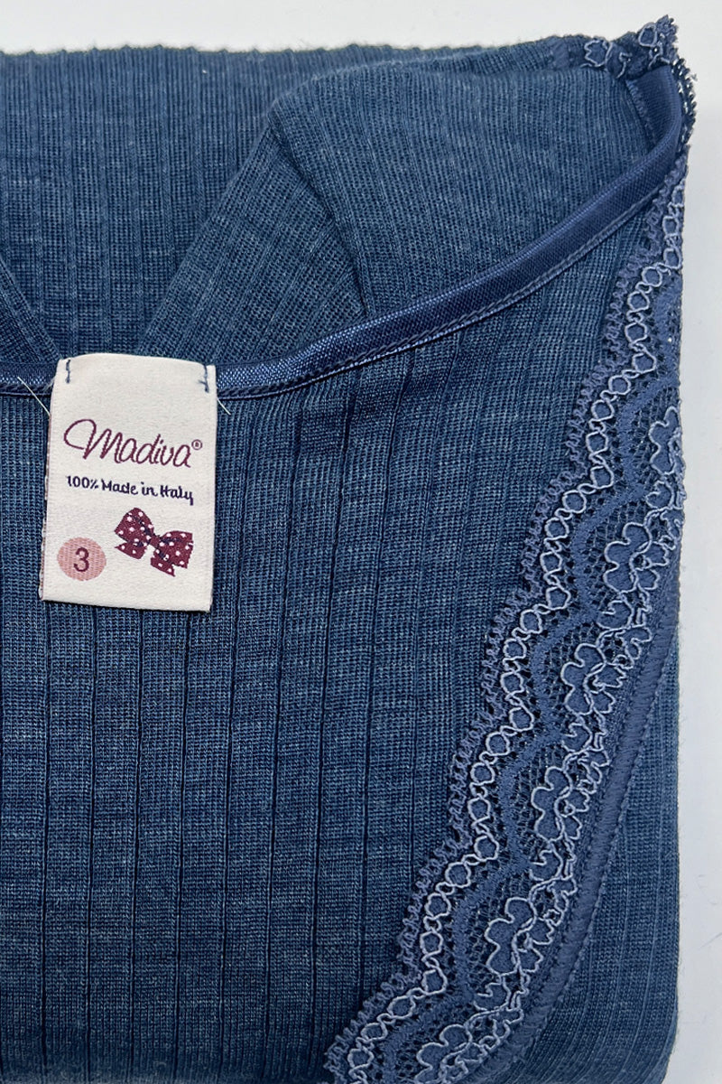 Ilenia Long Sleeve -Plissé Tubolar Wool Silk 