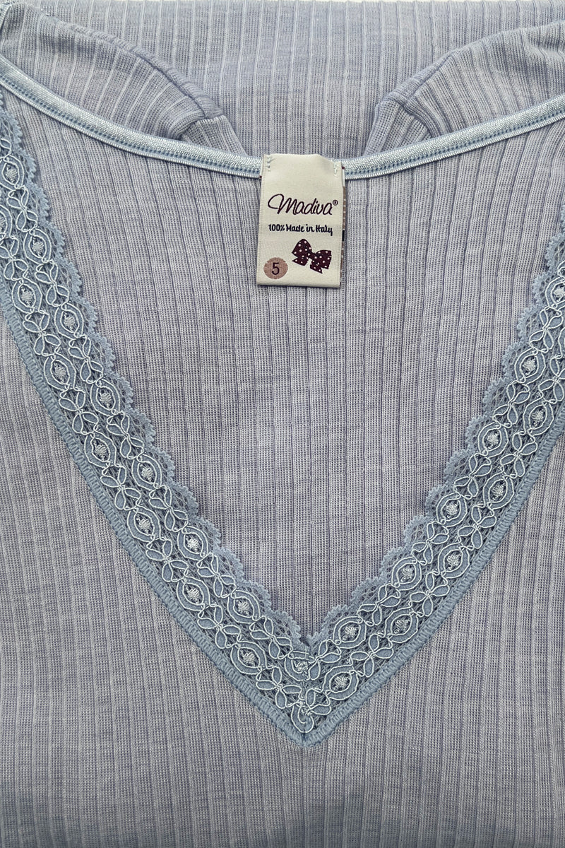 Ilenia Long Sleeve -Plissé Tubolar Wool Silk 