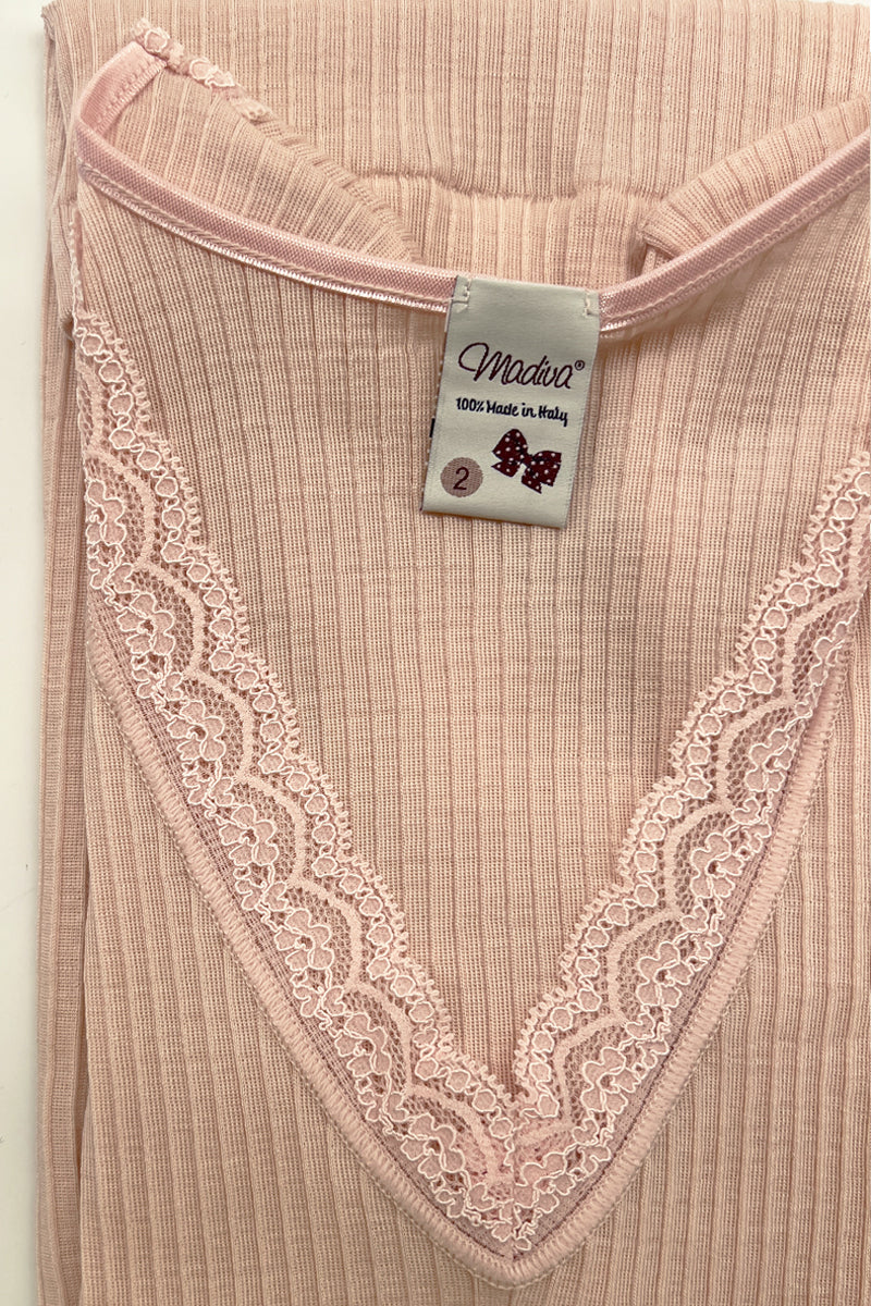 Maglia intima da donna Ilenia in lana seta - Manica lunga e pizzetto elastico ESCLUSIVA ONLINE