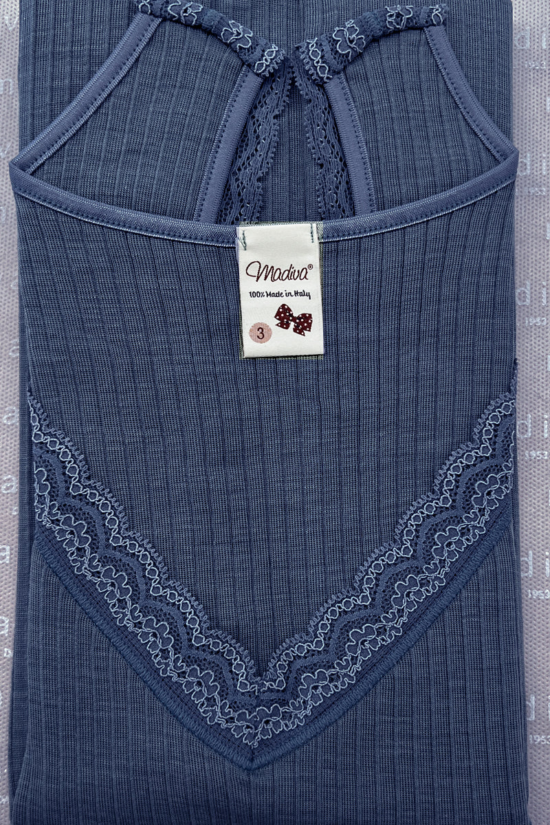 Ilenia Sleeveless - Plissé Tubolar Wool Silk 