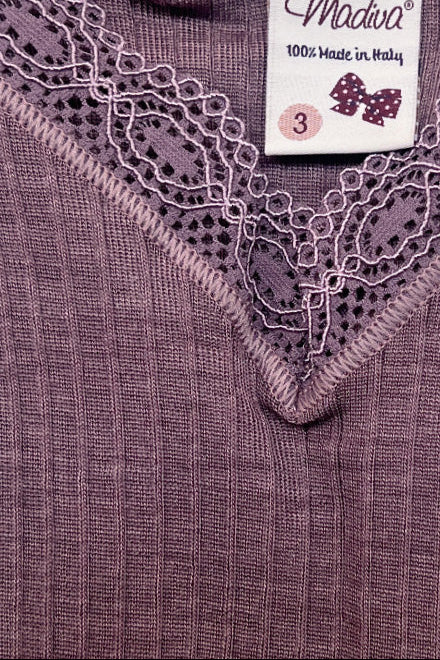 Ilenia Long Sleeve -Plissé Tubolar Wool Silk 