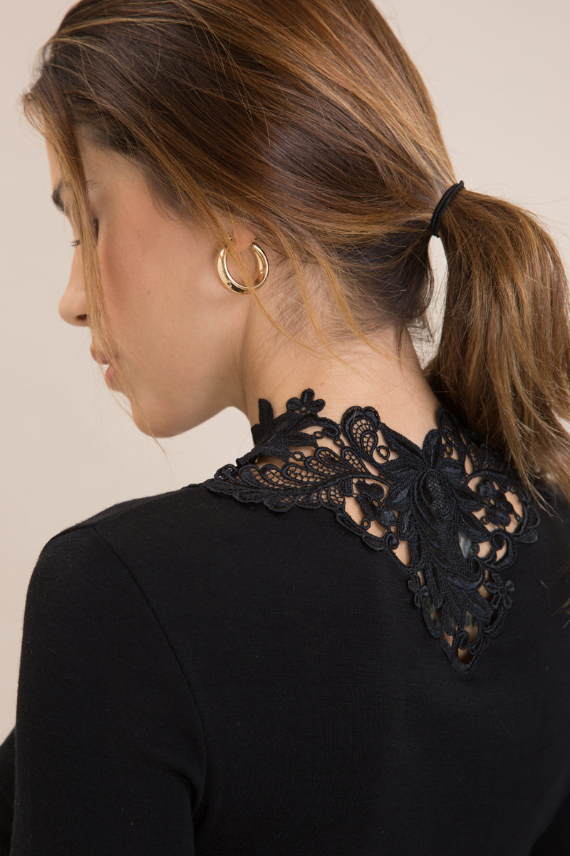 Women's turtleneck sweater Kayla - in silk wool - Soft and warm with Swiss macramé