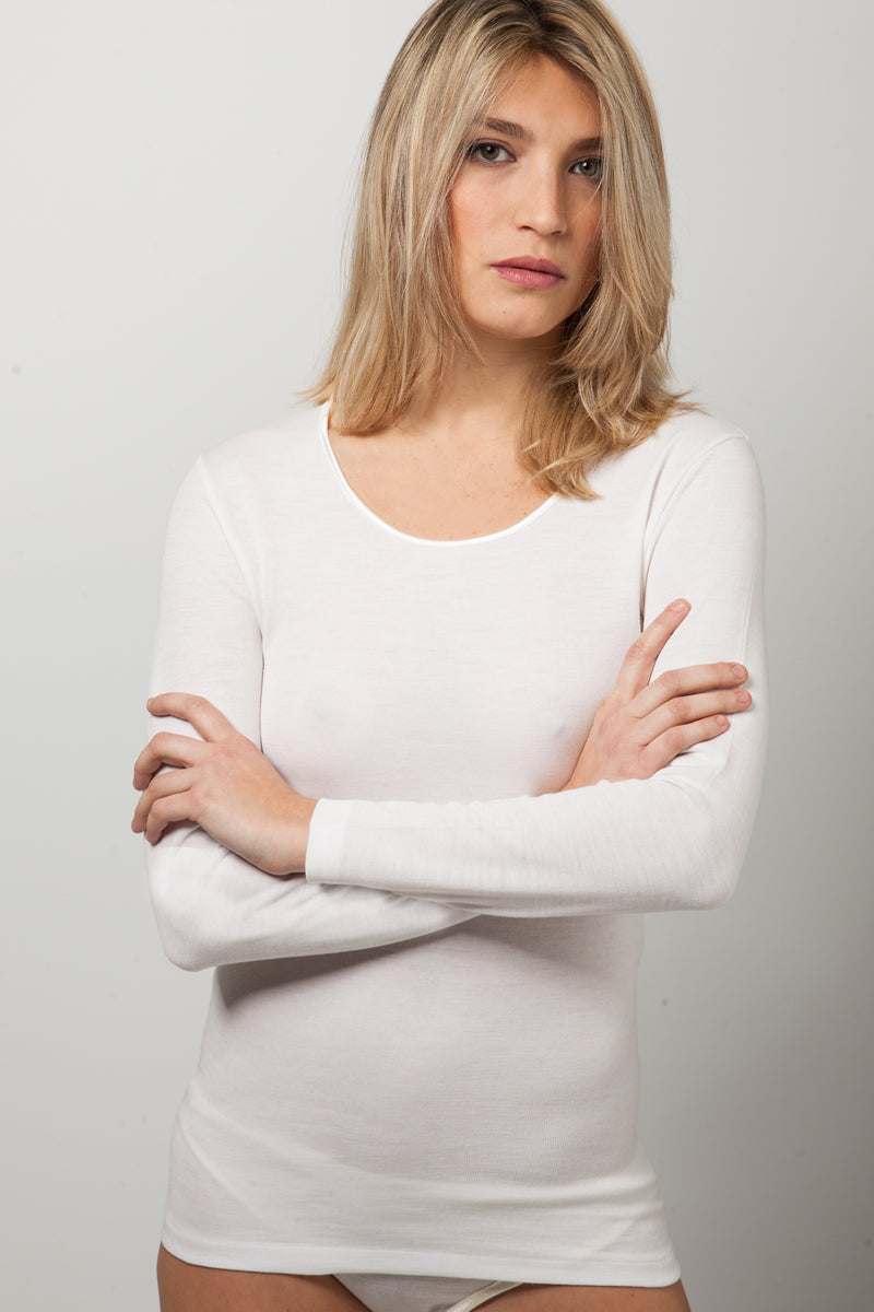 Maglia da donna Lauretta in caldo cotone - Manica lunga e lavabile in lavatrice