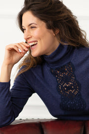 Women's Long Sleeve Turtleneck Sweater Livia・Modal Wool Turtleneck - With Crochet Effect Ruffle (Copy)