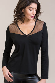 Maglia da donna Luce in Cotone Modal e Lycra - Manica lunga e scollo a V