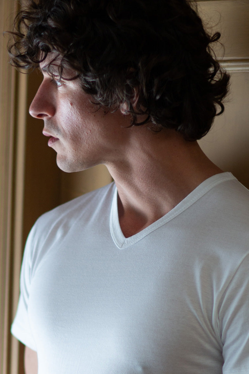 Maglietta da uomo Boston in cotone - Mezza manica e scollo a V