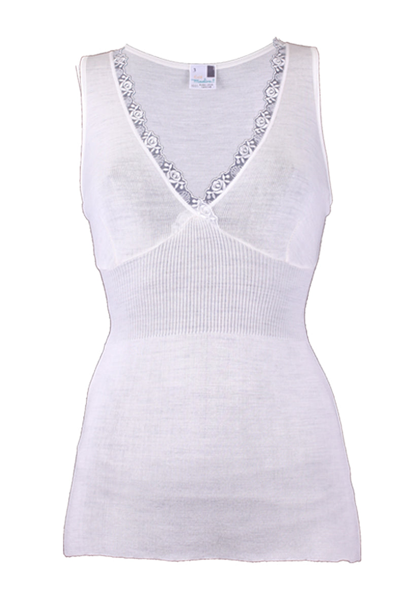 Women's tank top Maura in wool - Wide strap and smooth bra