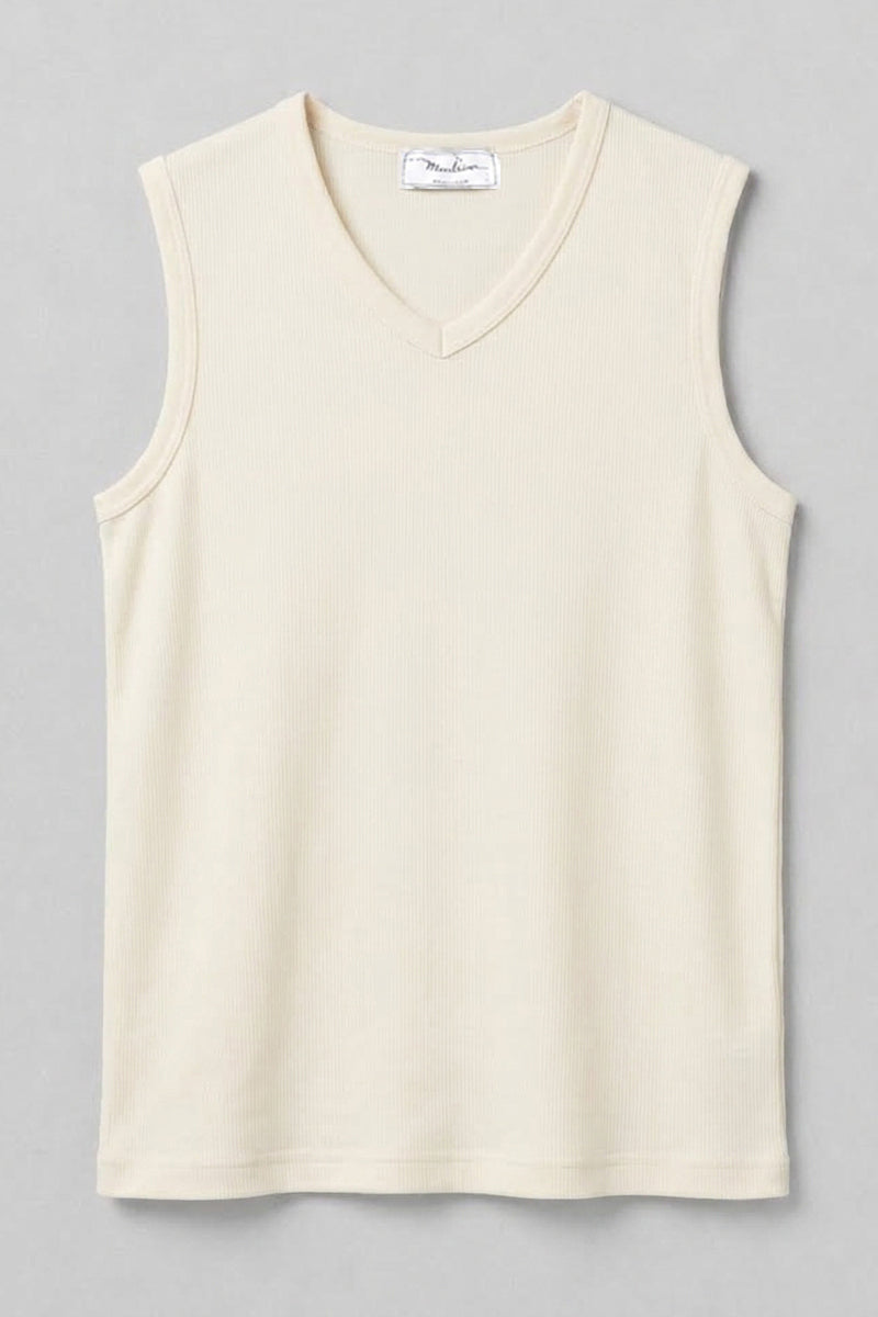 Men's sleeveless sweater Monviso in silk wool - V-neck and breathability