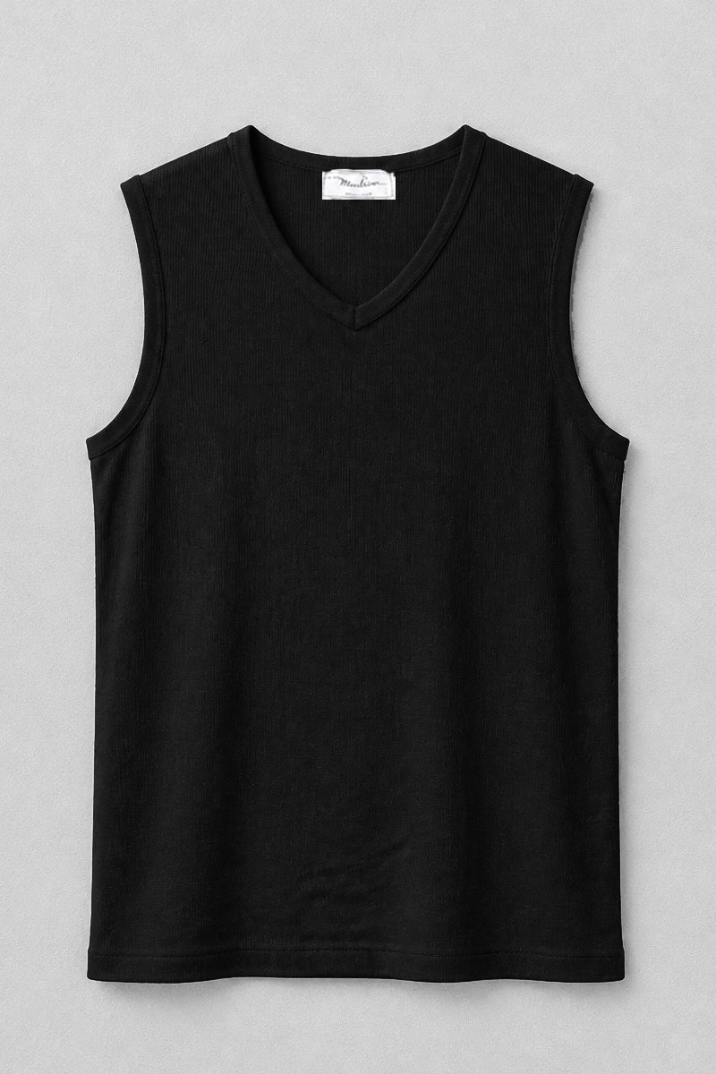 Men's sleeveless sweater Monviso in silk wool - V-neck and breathability