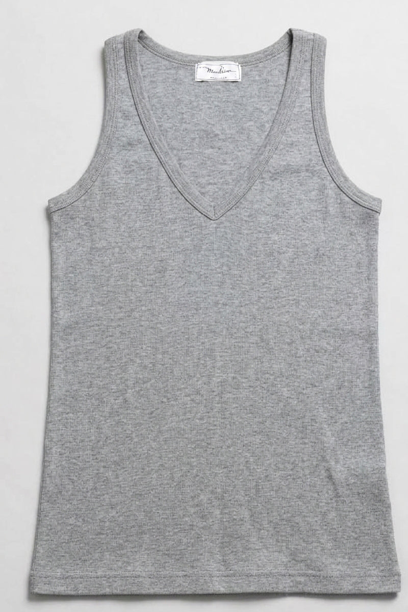 Men's Mucrone tank top in silk wool - Deep V-neck and wide shoulder