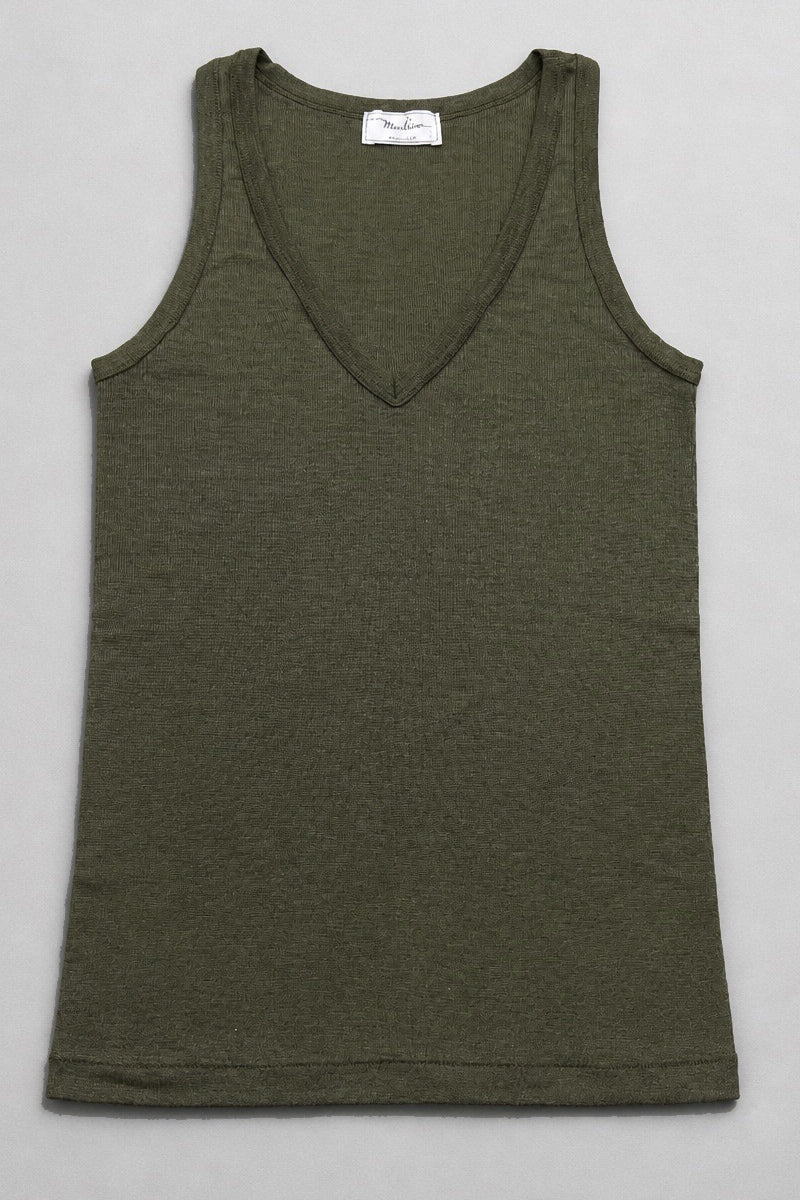Men's Mucrone tank top in silk wool - Deep V-neck and wide shoulder