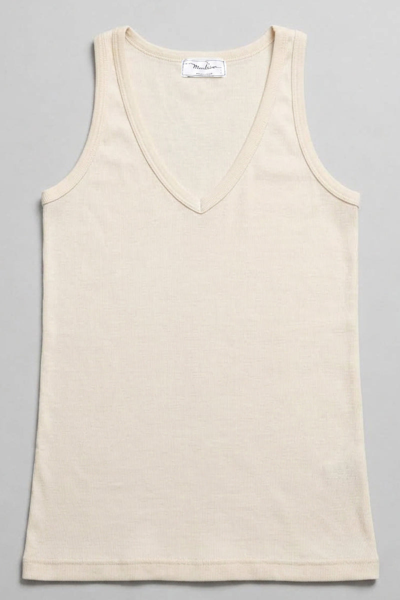 Men's Mucrone tank top in silk wool - Deep V-neck and wide shoulder