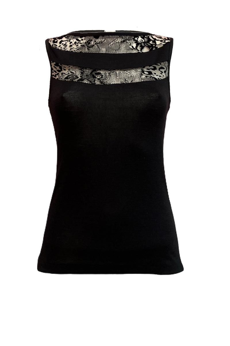 Smanicato da donna Nora- in lana seta - Inserti di tulle floccato