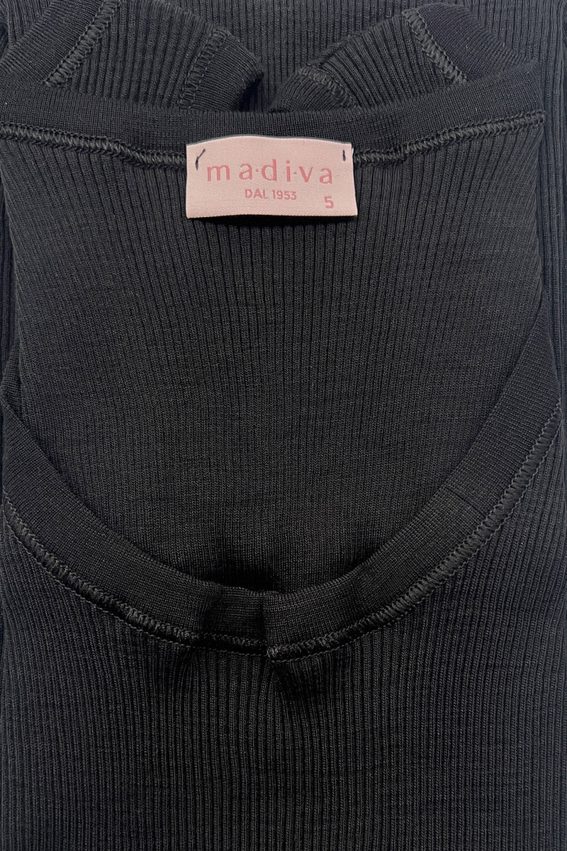 Women's tank top Otti in merino wool and silk - Wide ribbed shoulder