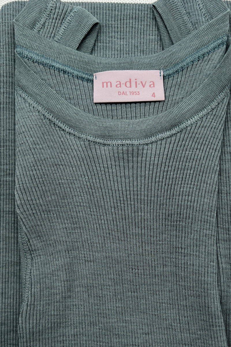 American women's vest Otti in merino wool and silk NEW - Wide American ribbed shoulder