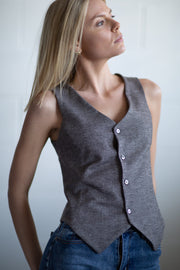 Women's Peaky Wool Silk Gilet - Elegant and Unique