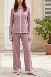 Pigiama da donna Perla in cotone- Impreziosito da balzina di pizzo a contrasto ESCLUSIVA ONLINE