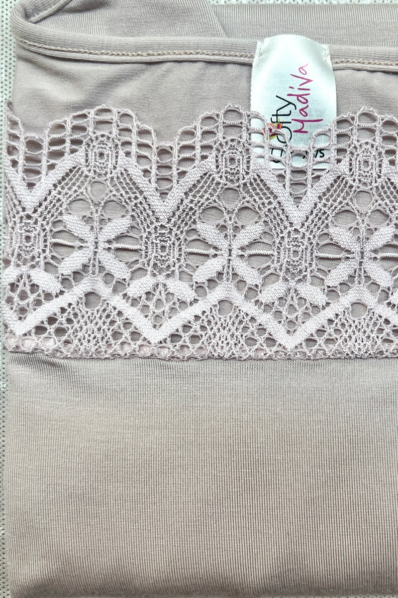 Women's T-Shirt Positano in Micromodal - Elbow sleeve boat neck and elastic lace crochet effect