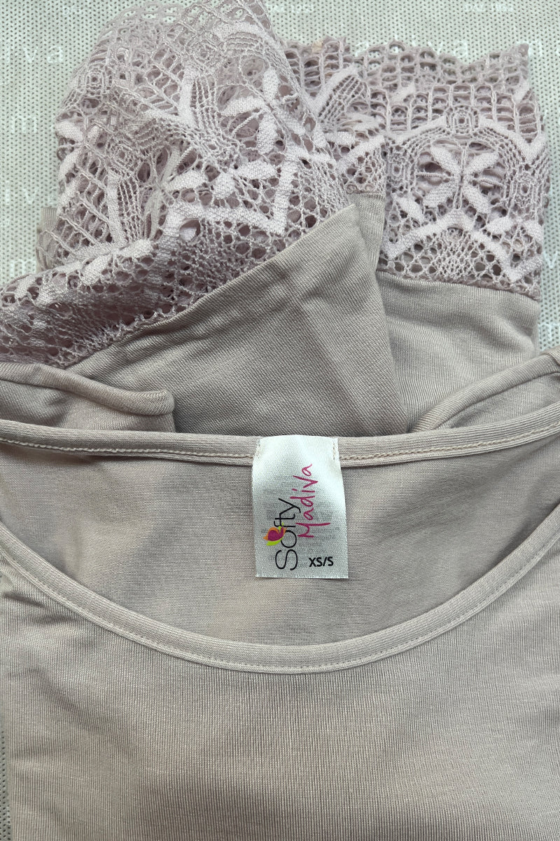 Women's T-shirt Positano in Micromodal - Half sleeve and elastic lace crochet effect