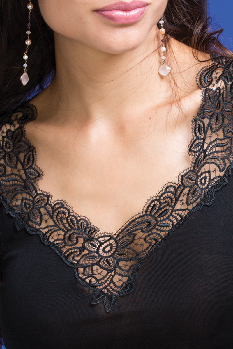 Cleveland Sleeveless - 100% Filoscozia® Cotton with macramé