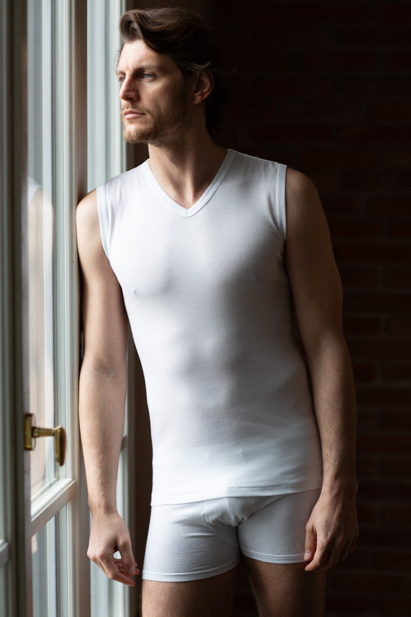 Smanicato da uomo Ralf in cotone - Scollo a V e spalle larghe