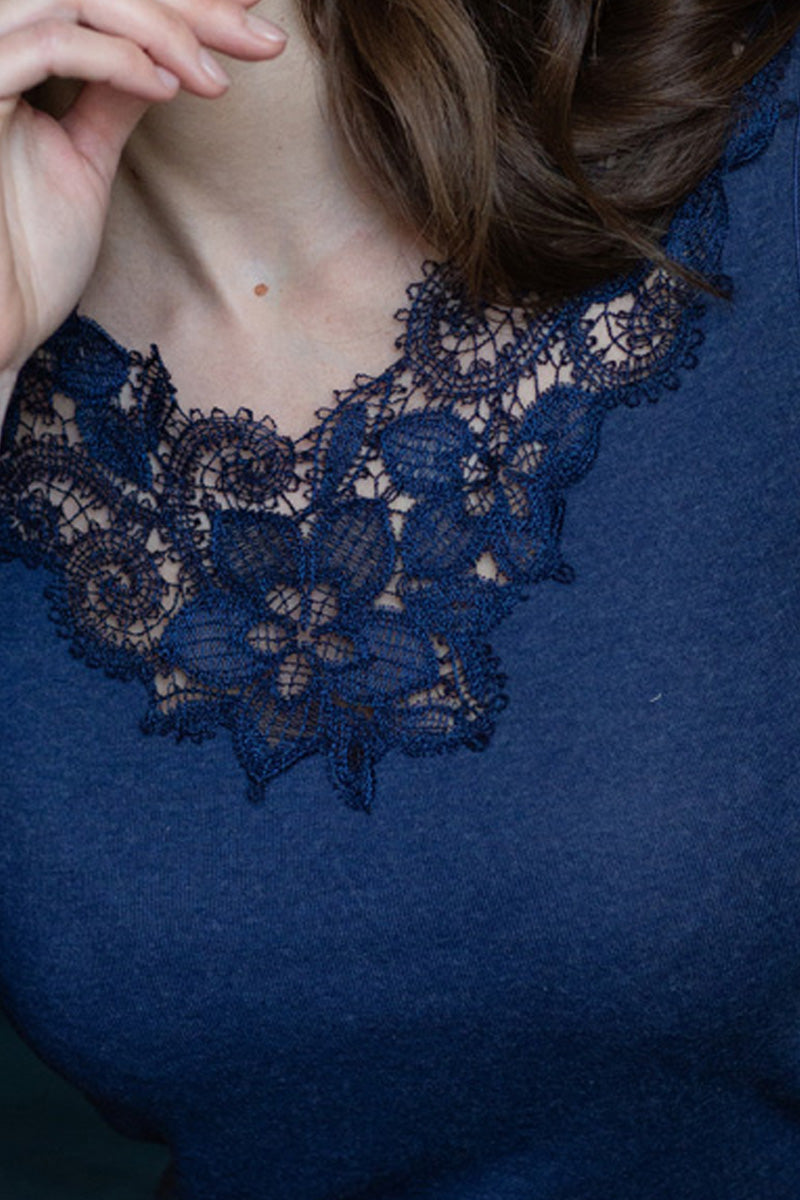Maglia manica lunga da donna Sandrine in modal lana - Con elegante macramé