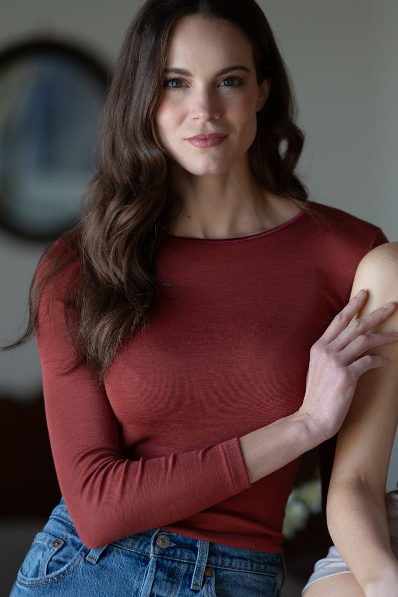 Zoe - Long sleeve turtleneck in silk wool 