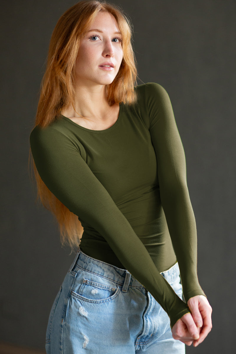 Maglia da donna Venere in Micromodal e Lycra - Manica lunga con collo a t-shirt
