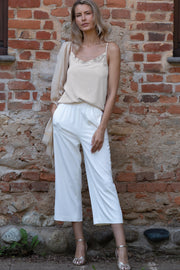 Women's Spaghetti Strap Top Vento in Viscose Linen - Soft Fit and Shiny Appearance