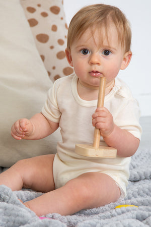 Body bambino Yoyo in lana seta - Mezza manica e traspirante