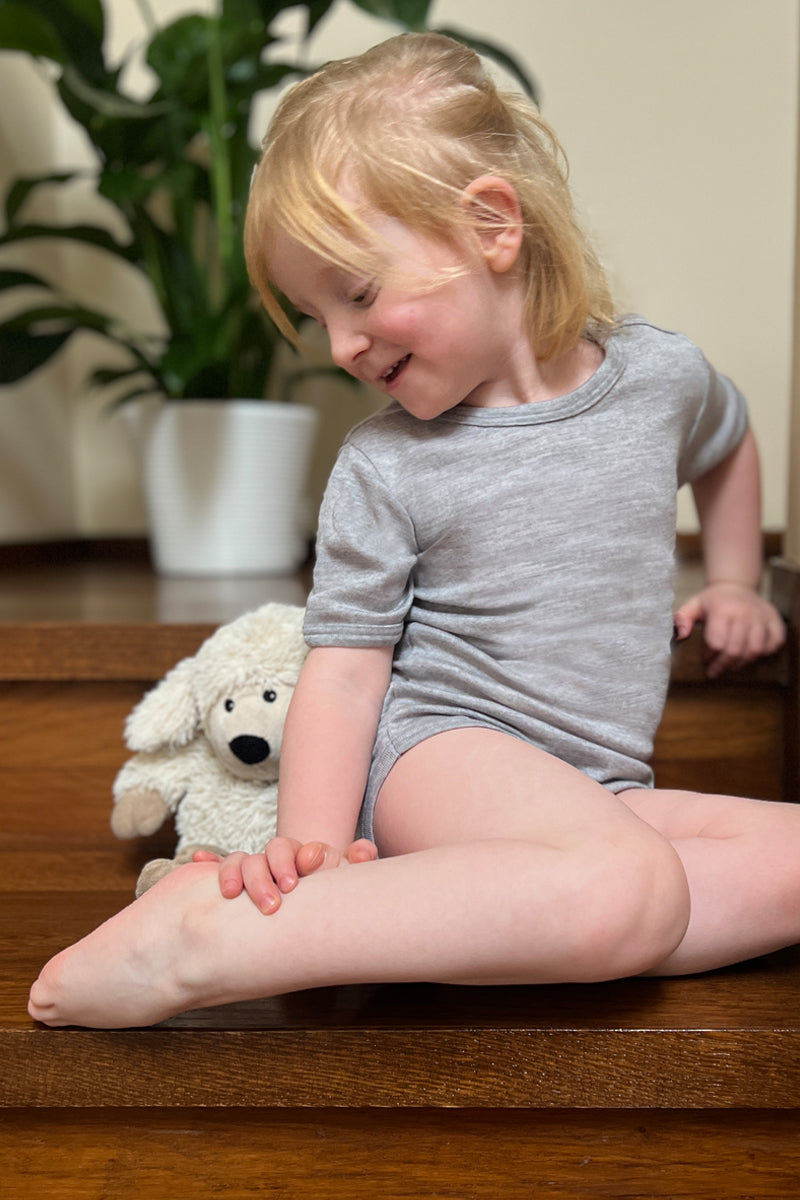 Body bambino Yoyo in lana seta - Mezza manica e traspirante