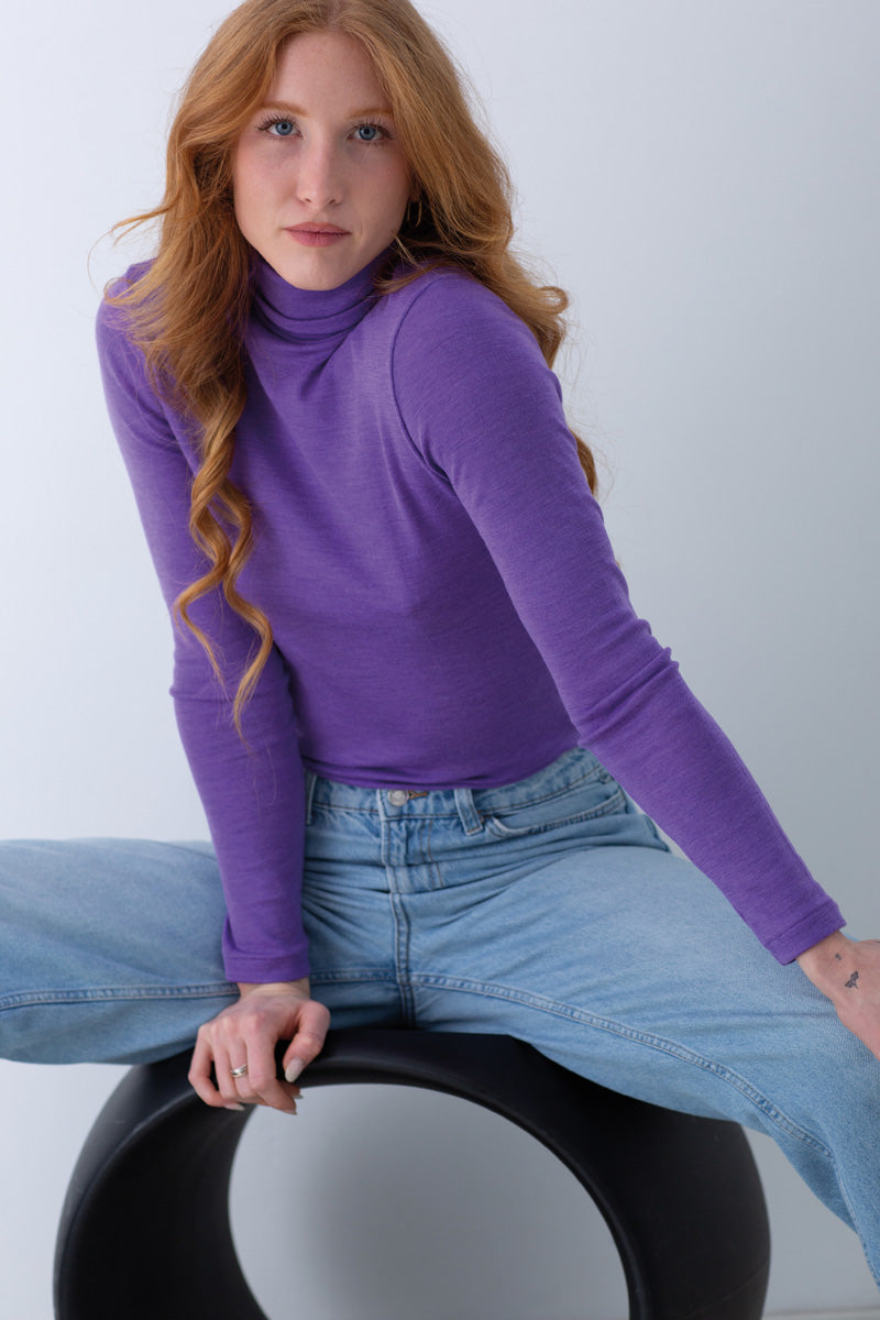 Zoe - Long sleeve turtleneck in silk wool 