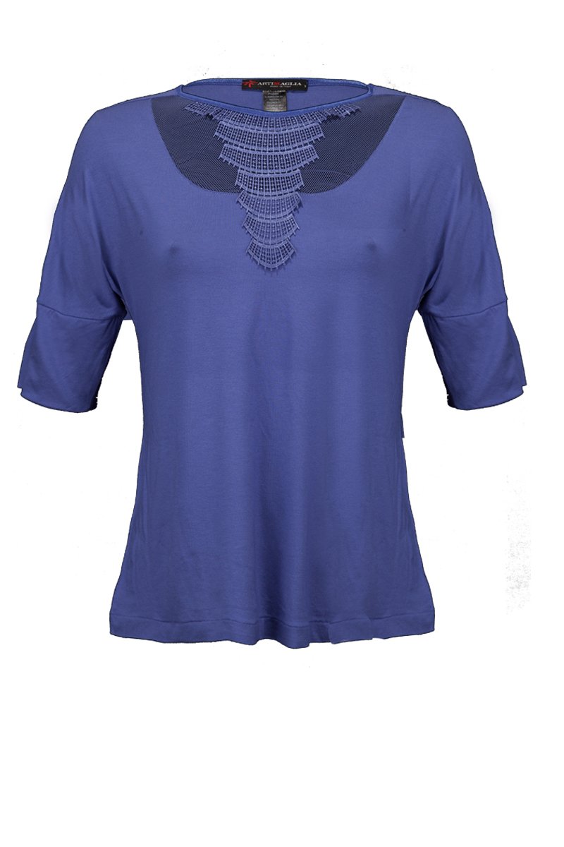 Maglia da donna 119 in Viscosa e Elastan - Manica al gomito e davanti arricchito da rete leggera