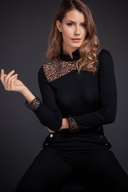 Maglia sottogiacca da donna 209 in lana seta e tulle - Eleganza sensuale e effetto zebrato